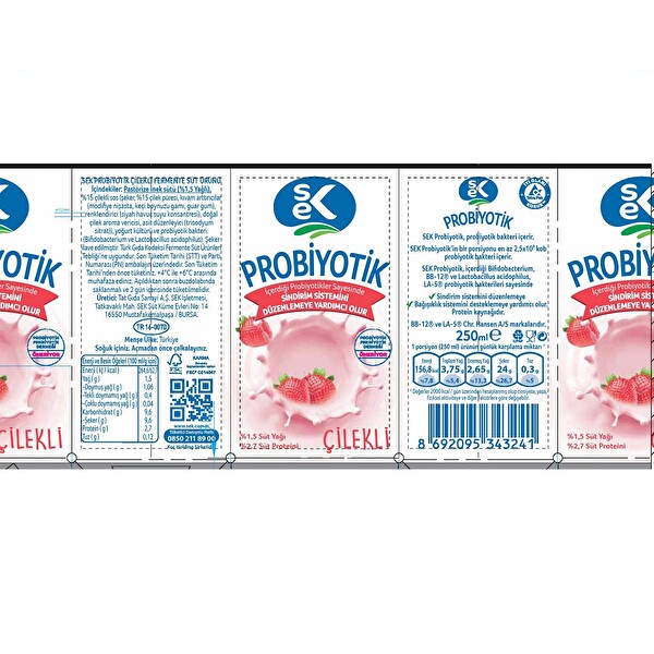 Sek Probiyotik Çilekli 250 ml Sek Probiyotik Çilekli 250 ml