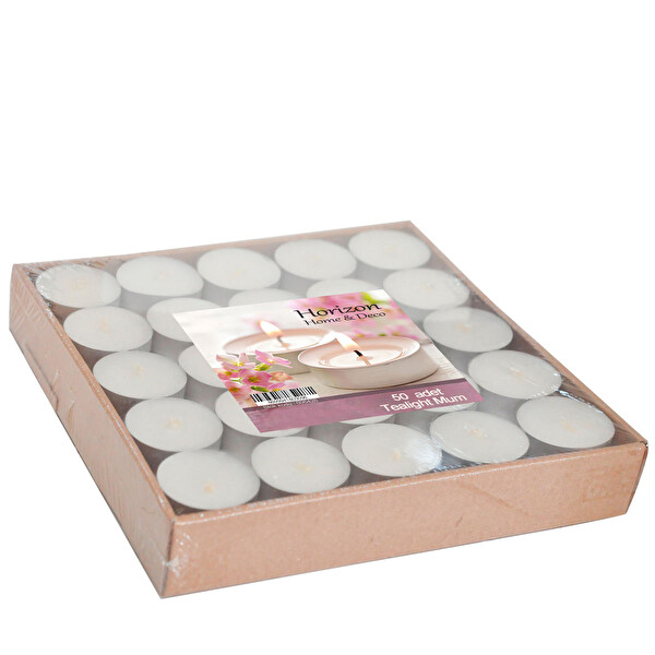 Beyaz Kokusuz Tealight Mum 50'li