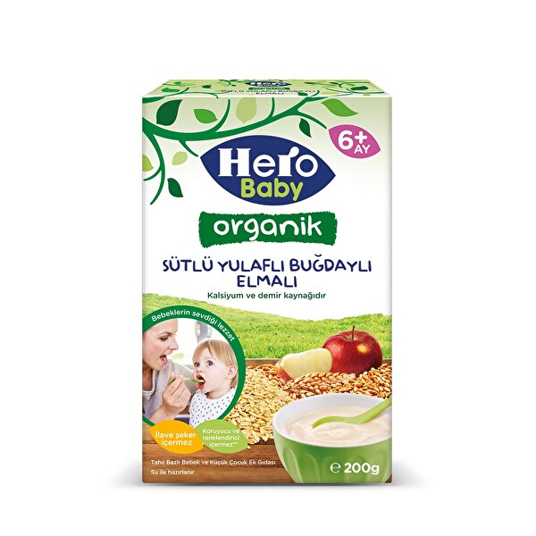 Hero Baby Organik Sütlü Buğdaylı Yulaflı Elmalı Kaşık Maması Hero Baby Organik Sütlü Buğdaylı Yulaflı Elmalı Kaşık Maması