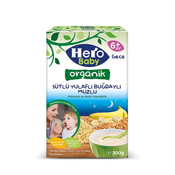 Hero Baby Organik Sütlü Buğdaylı Yulaflı Muzlu Kaşık Maması Hero Baby Organik Sütlü Buğdaylı Yulaflı Muzlu Kaşık Maması