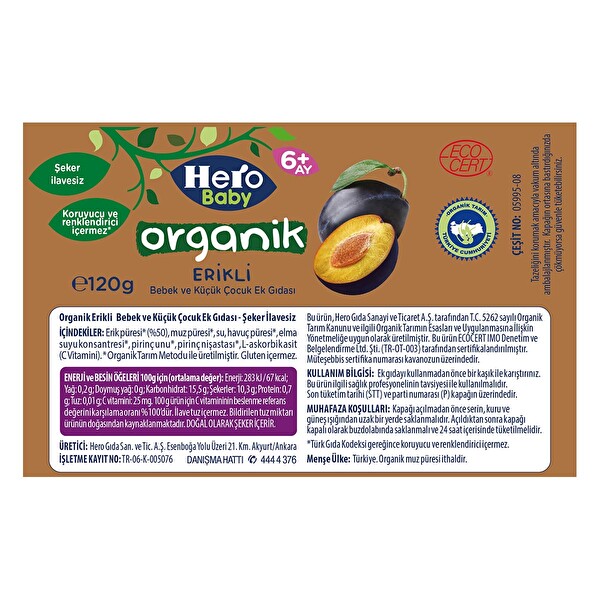 Hero Baby Organik Erik Püresi Hero Baby Organik Erik Püresi