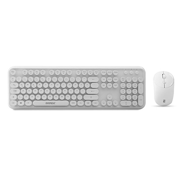 Everest Round KM-6282 Beyaz Kablosuz Q Multimedia Klavye + Mouse Set