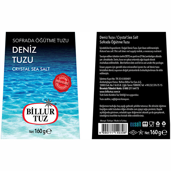 Billur Sofrada Öğütme Tuzu Premium Tuzluk 160 g Billur Sofrada Öğütme Tuzu Premium Tuzluk 160 g