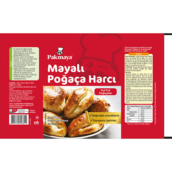 Pakmaya Mayalı Poğaça Harcı 35 g Pakmaya Mayalı Poğaça Harcı 35 g