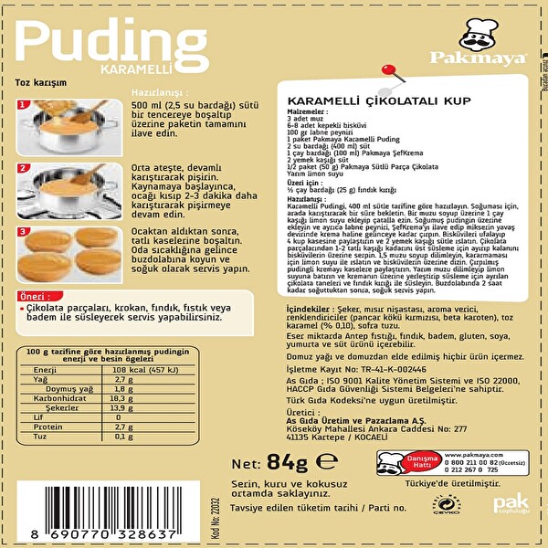 Pakmaya Karamelli Puding 84 g Pakmaya Karamelli Puding 84 g
