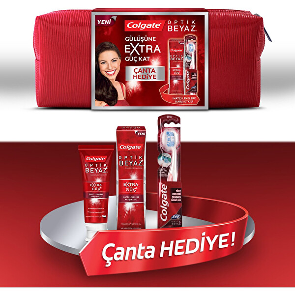 Colgate Optik Beyaz Diş Macunu 75 ml + Diş Fırçası Çanta Hediyeli