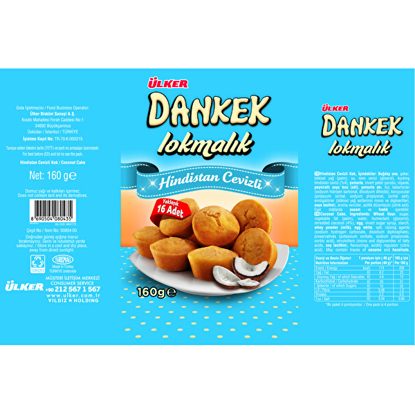 Ülker Dankek Lokmalık Hindistan Cevizli Kek 160 g Ülker Dankek Lokmalık Hindistan Cevizli Kek 160 g