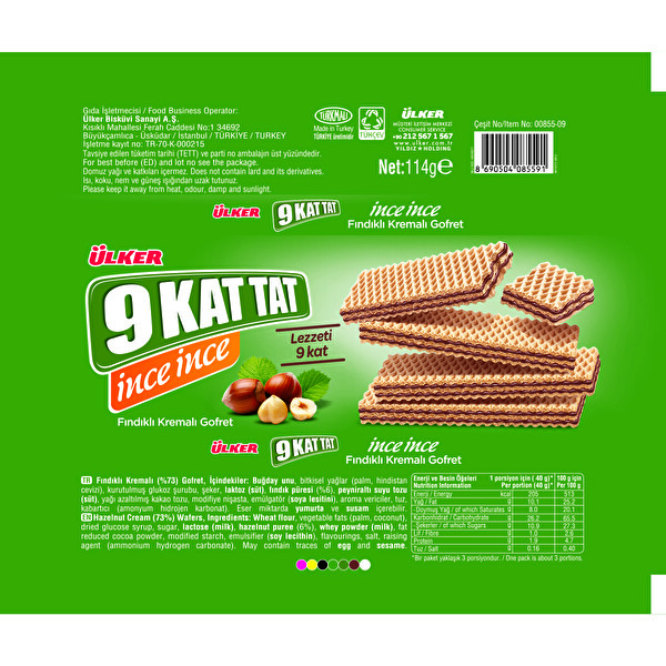 Ülker 9 Kat Tat İnce İnce Fındıklı Gofret 114 g Ülker 9 Kat Tat İnce İnce Fındıklı Gofret 114 g