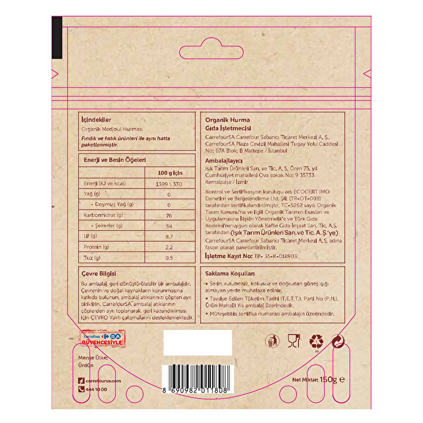 Carrefour Bio Organik Hurma Medjoul 150 g Carrefour Bio Organik Hurma Medjoul 150 g