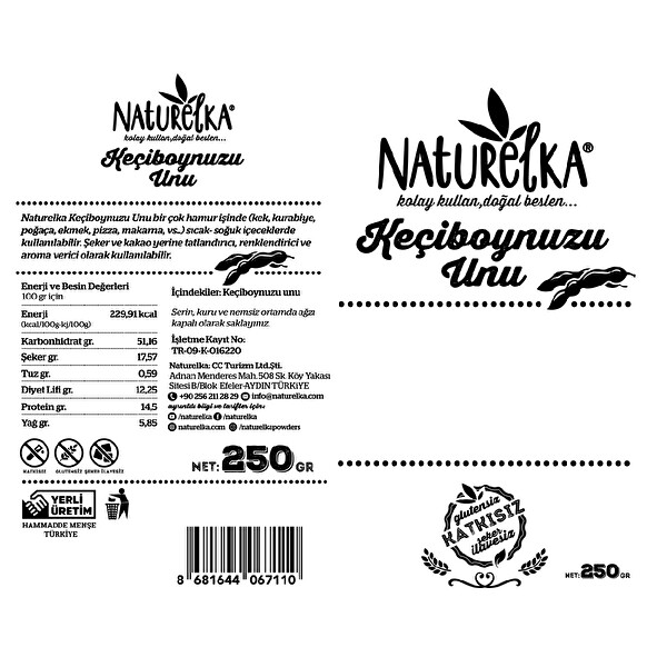 Naturelka Glutensiz Keçiboynuzu Unu 250 g Naturelka Glutensiz Keçiboynuzu Unu 250 g