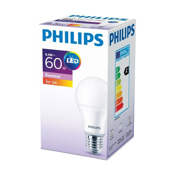 Philips Essential Led Ampul 8 5 60w Sari Isik E27 Normal Duy 30220783 Carrefoursa