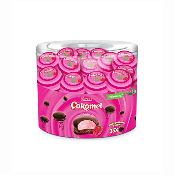 Ülker Çokomel Marshmallow Çilekli Bisküvi 12 g x 35'li Ülker Çokomel Marshmallow Çilekli Bisküvi 12 g x 35'li