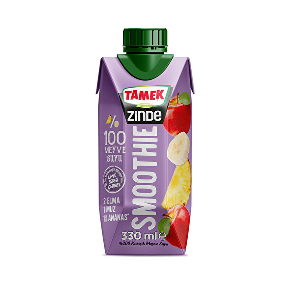 Tamek Zinde Smoothie Elma-Muz-Ananas 330 ml Tamek Zinde Smoothie Elma-Muz-Ananas 330 ml