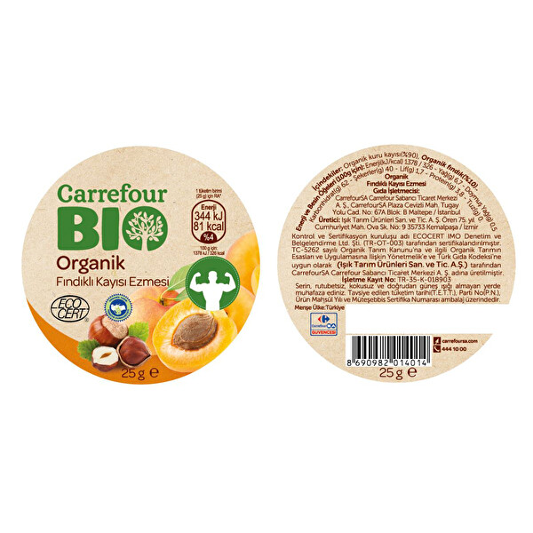 Carrefour Bio Organik Fındıklı Kayısı Ezmesi 25 g Carrefour Bio Organik Fındıklı Kayısı Ezmesi 25 g