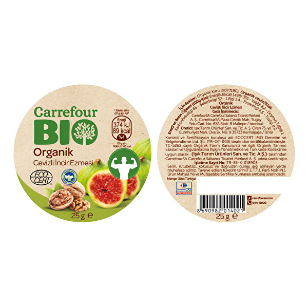 Carrefour Bio Organik Cevizli İncir Ezmesi 25 g Carrefour Bio Organik Cevizli İncir Ezmesi 25 g