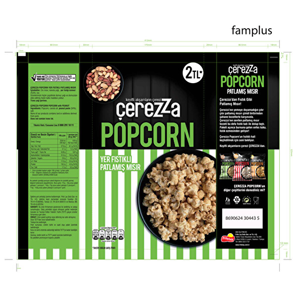 Çerezza Popcorn Yer Fıstıklı 72 g Çerezza Popcorn Yer Fıstıklı 72 g