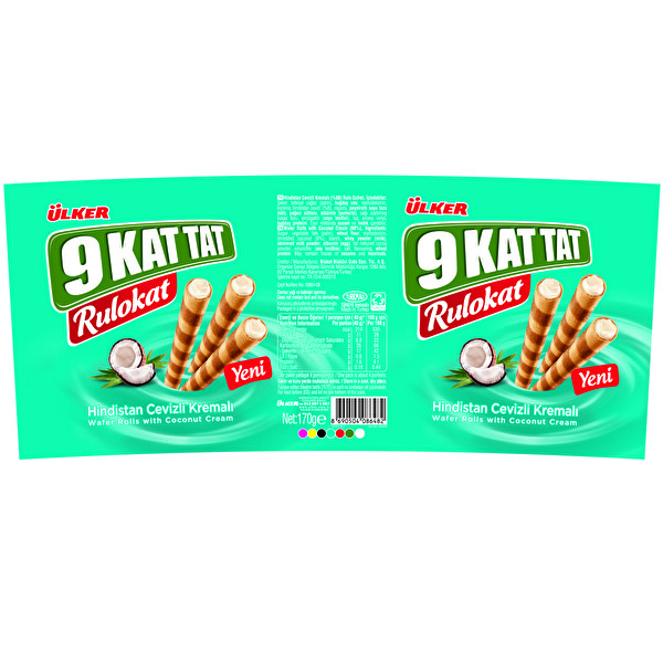 Ülker 9 Kat Tat Rulokat Hındistan Cevizli Gofret 170 g Ülker 9 Kat Tat Rulokat Hındistan Cevizli Gofret 170 g