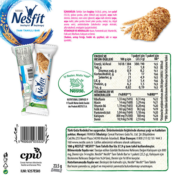 Nesfit Tam Tahilli Sade Bar 23 5 G 30234960 Carrefoursa