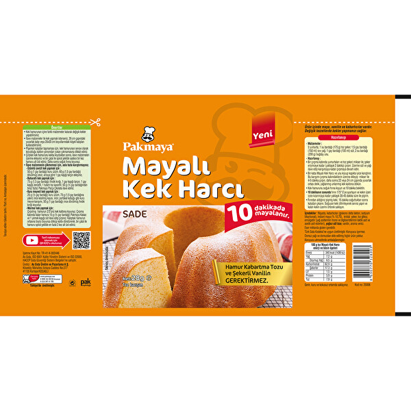 Pakmaya Mayali Kek Harcı Sade 28 g Pakmaya Mayali Kek Harcı Sade 28 g