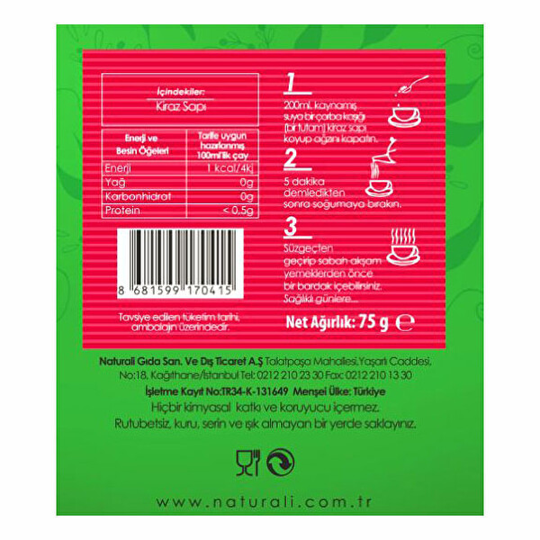 Naturali Kiraz Sapı 75 g Naturali Kiraz Sapı 75 g