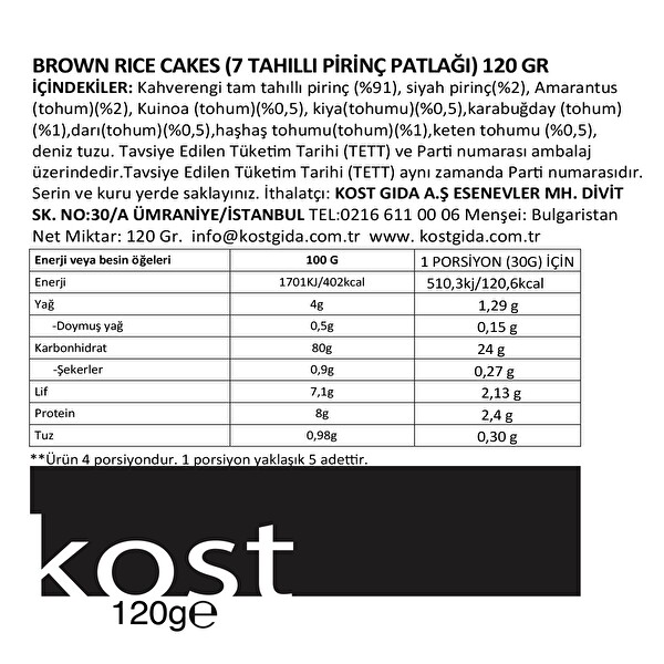 Rice Up Ayçekirdekli Pirinç Patlağı 120 g Rice Up Ayçekirdekli Pirinç Patlağı 120 g