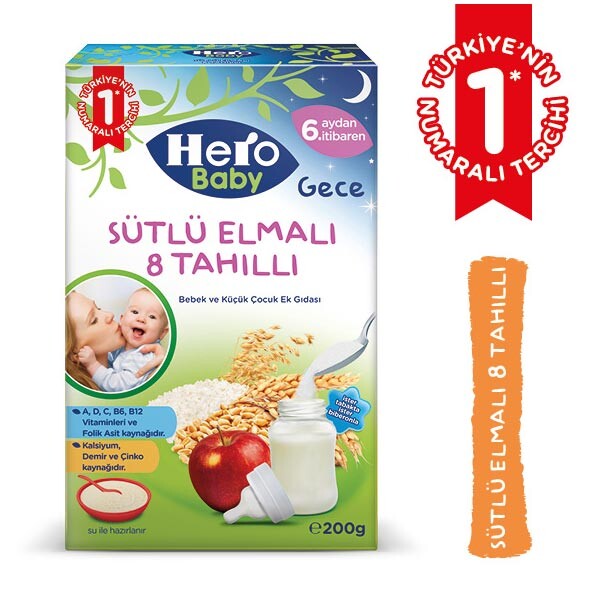 Hero Baby Sutlu Elmali 8 Tahilli Ek Gida 200 G 30240912 Carrefoursa