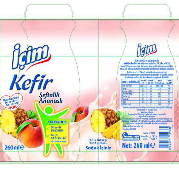 İçim Kefir Ananas&Şeftali 260 ml İçim Kefir Ananas&Şeftali 260 ml