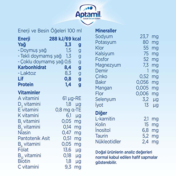 Aptamil 3 Devam Sütü 1200 g Aptamil 3 Devam Sütü 1200 g