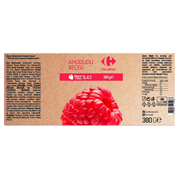 Carrefour Ahududu Reçeli 380G Carrefour Ahududu Reçeli 380G