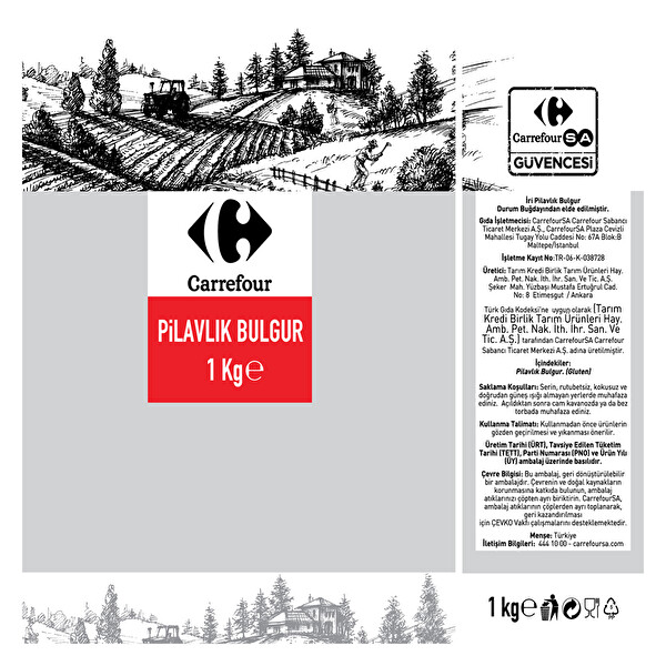 Carrefour Pilavlık Bulgur 1 kg Carrefour Pilavlık Bulgur 1 kg