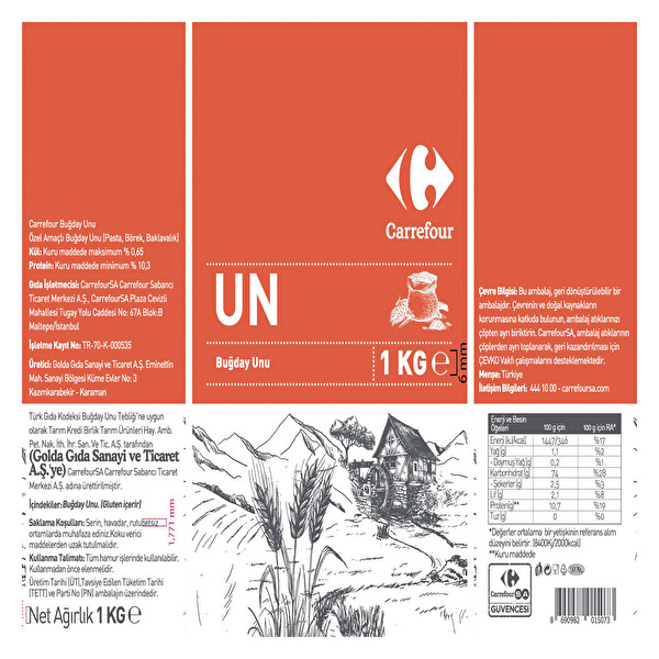 Carrefour Buğday Unu 1 kg Carrefour Buğday Unu 1 kg