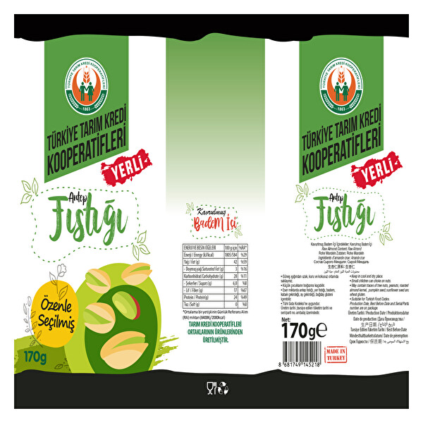 Tarım Kredi Kavrulmuş Antep Fıstığı 170 g Tarım Kredi Kavrulmuş Antep Fıstığı 170 g