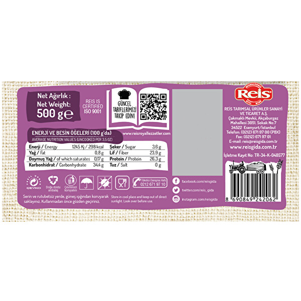 Reis Royal Beluga Mercimeği 500 g Reis Royal Beluga Mercimeği 500 g