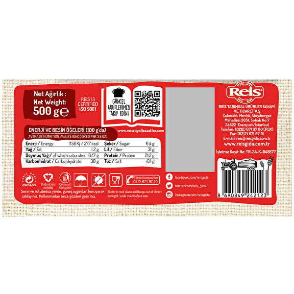 Reis Royal Kırmızı Fasulye 500 g Reis Royal Kırmızı Fasulye 500 g