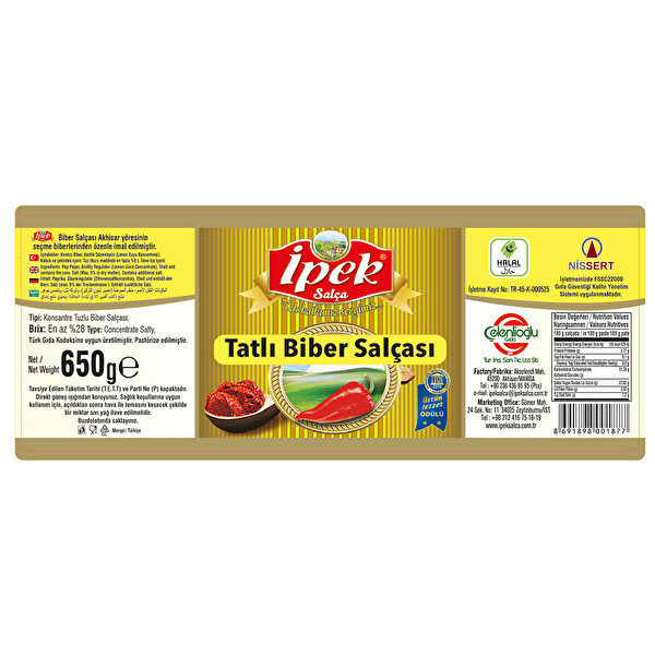 İpek Tatlı Biber Salçası Cam 650 g İpek Tatlı Biber Salçası Cam 650 g