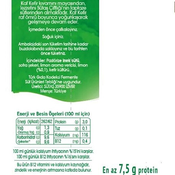Sütaş Kaf Kefir Limonlu 250 ml Sütaş Kaf Kefir Limonlu 250 ml