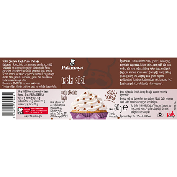 Pakmaya Pasta Süsü Sütlü Boncuk 50 g Pakmaya Pasta Süsü Sütlü Boncuk 50 g