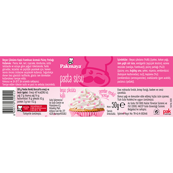 Pakmaya Pasta Süsü Pembe Boncuk 50 g Pakmaya Pasta Süsü Pembe Boncuk 50 g