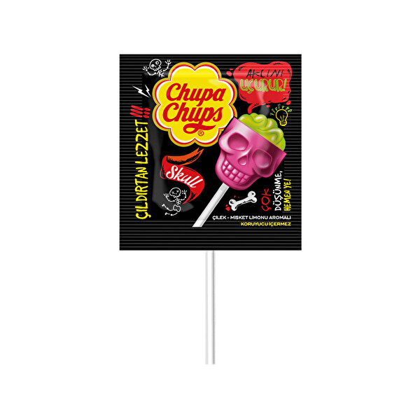 Chupa Chups 3d Skull Lolipop Çilek-Misket Limonu Aromalı 15 Gr
