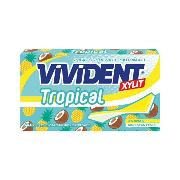 Vivident Tropikal Sakız Hindistan Cevizi Ve Ananas Aromalı 26 g Vivident Tropikal Sakız Hindistan Cevizi Ve Ananas Aromalı 26 g