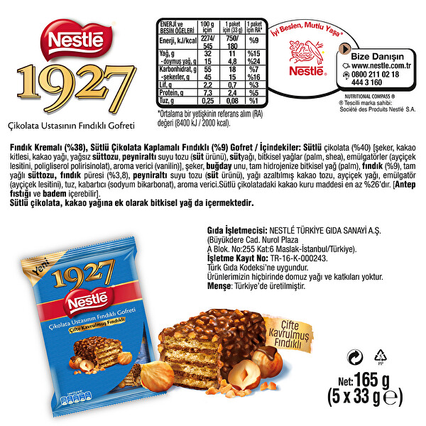 Nestle 1927 Fındıklı Gofret 5'li Paket Nestle 1927 Fındıklı Gofret 5'li Paket