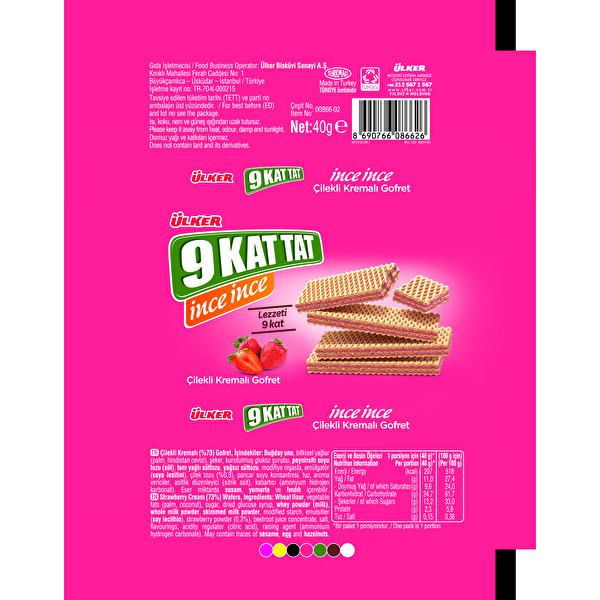 Ülker 9 Kat Tat Çilekli Kremalı Gofret 40 g Ülker 9 Kat Tat Çilekli Kremalı Gofret 40 g