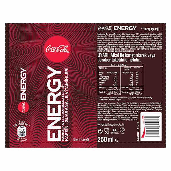 Coke Energy 250 ml Kutu Coke Energy 250 ml Kutu