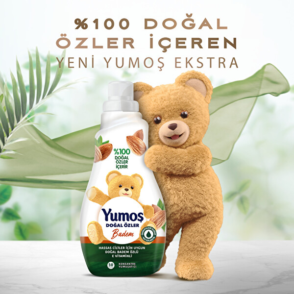 Yumoş Extra Yumoş Doğal Özler Konsantre Çamaşır Yumuşatıcısı Badem 1200 ml 50 Yıkama