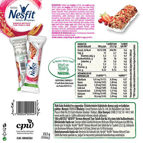 Nestle Nesfit Kirmizi Meyveli Bar 23 5 G 30262922 Carrefoursa