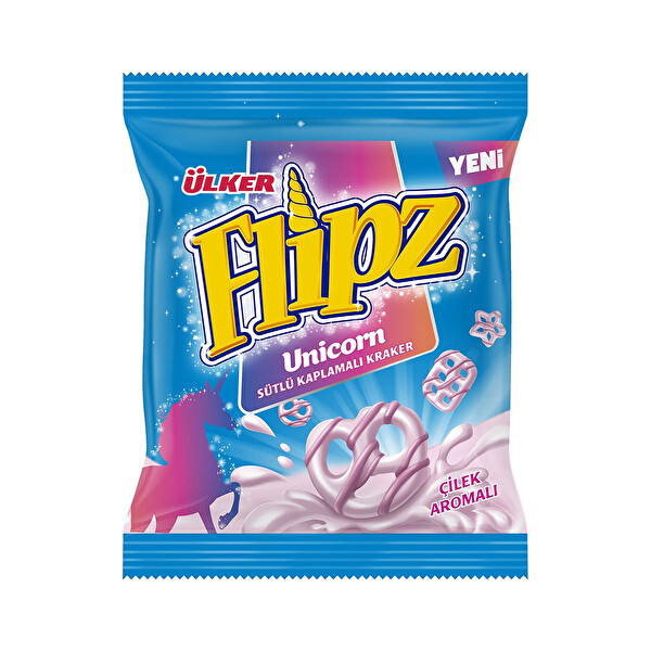 Ülker Flipz Sütlü Çilek Aromalı Kaplamalı Kraker 60 g Ülker Flipz Sütlü Çilek Aromalı Kaplamalı Kraker 60 g