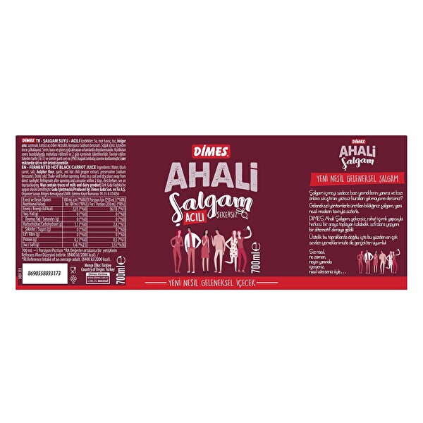 Dimes Acılı Şalgam Suyu 700 ml Cam Dimes Acılı Şalgam Suyu 700 ml Cam