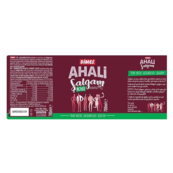 Dimes Acısız Şalgam Suyu 700 ml Cam Dimes Acısız Şalgam Suyu 700 ml Cam