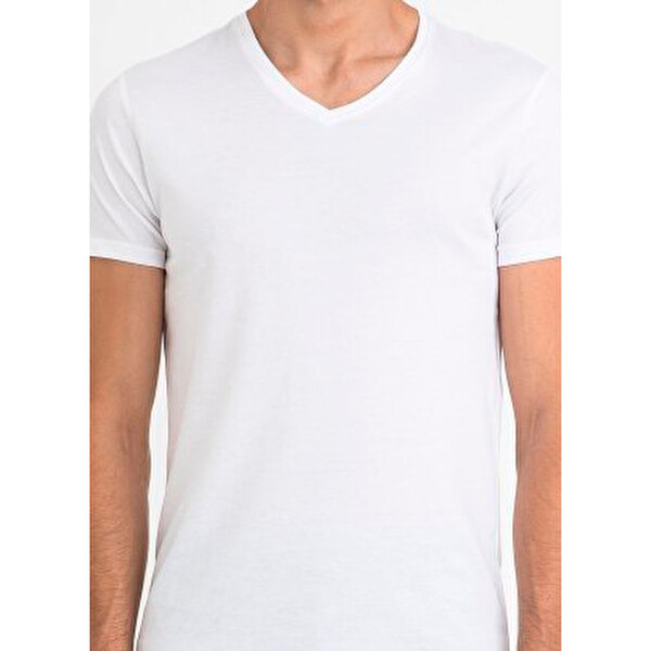 Loft V Yaka T-Shirt Beyaz