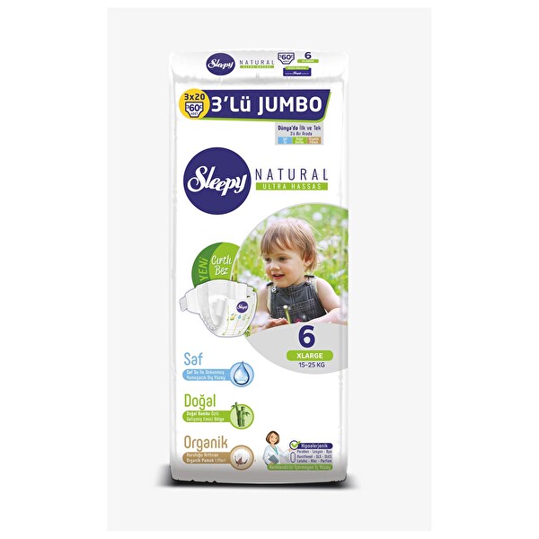 sleepy natural 3 lu jumbo 6 beden xlarge 60 adet 30284862 carrefoursa